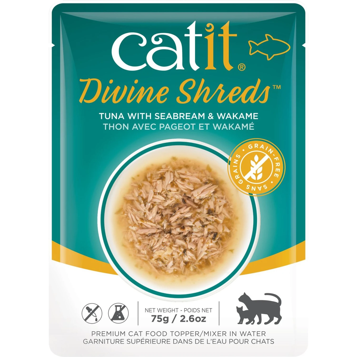 Catit Divine Shreds Tuna With Seabream & Wakame Cat Topping, 2.65-oz Bag 3 Catit Divine Shreds Tuna With Seabream & Wakame Cat Topping, 2.65-oz Bag