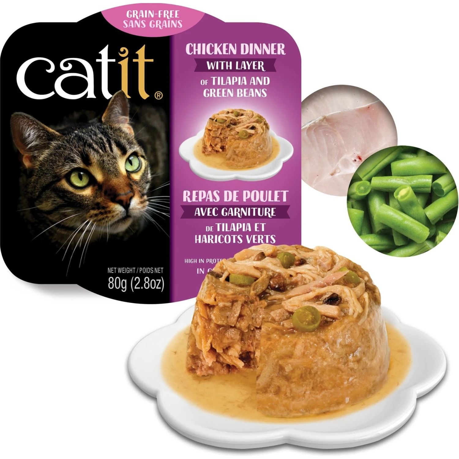 Catit Dinner Chicken With Tilapia & Green Beans Cat Wet Food, 2.8-oz Can 4 Catit Dinner Chicken With Tilapia & Green Beans Cat Wet Food, 2.8-oz Can - Image 2