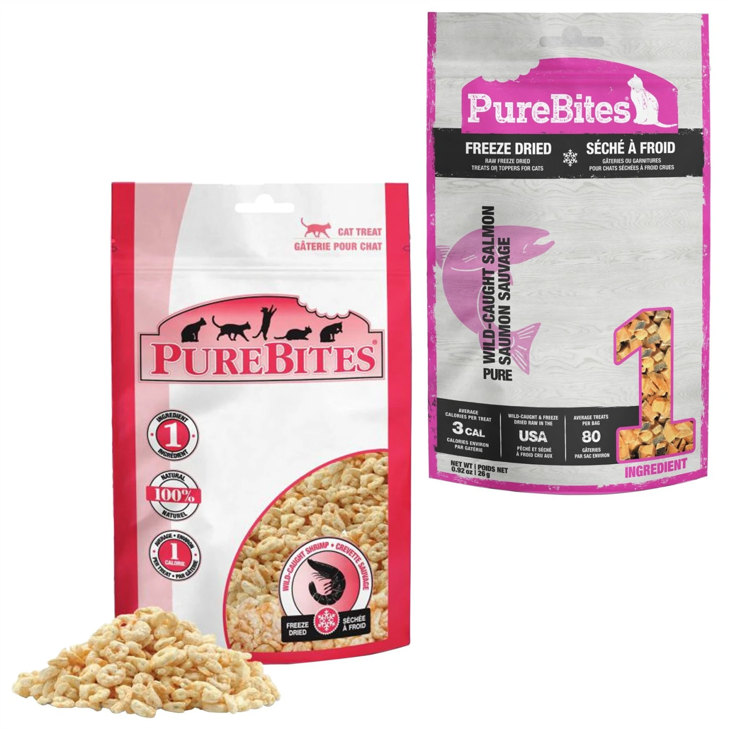 PureBites Shrimp Freeze-Dried Cat Treat & PureBites Freeze-Dried Salmon Cat Treats 3 PureBites Shrimp Freeze-Dried Cat Treat & PureBites Freeze-Dried Salmon Cat Treats
