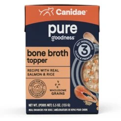 CANIDAE PURE Real Salmon & Rice Bone Broth Wet Dog Food Topper, 5.5-oz Box, Case Of 6