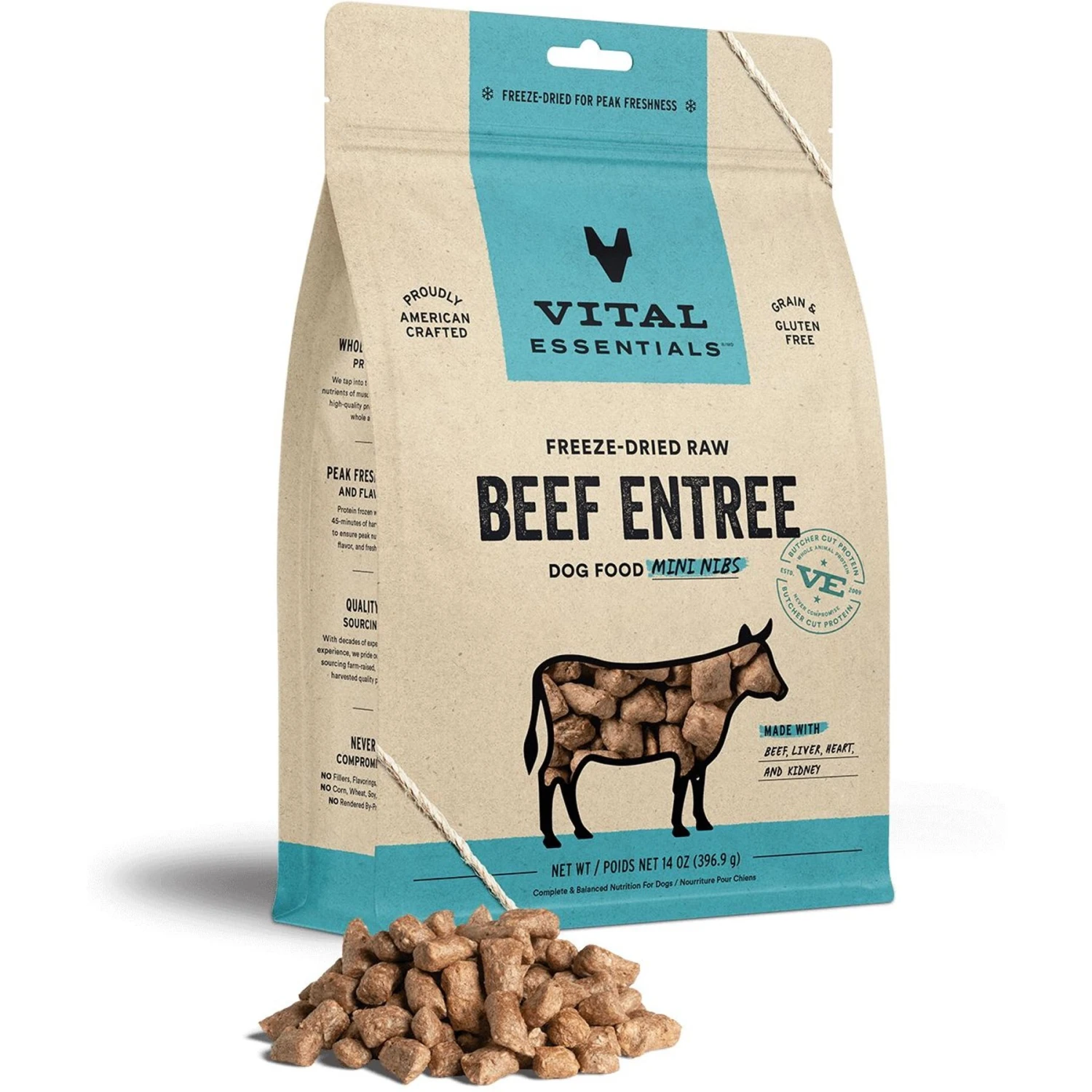 Vital Essentials Freeze-Dried Raw Beef Entree Mini Nibs Dog Food 3 Vital Essentials Freeze-Dried Raw Beef Entree Mini Nibs Dog Food