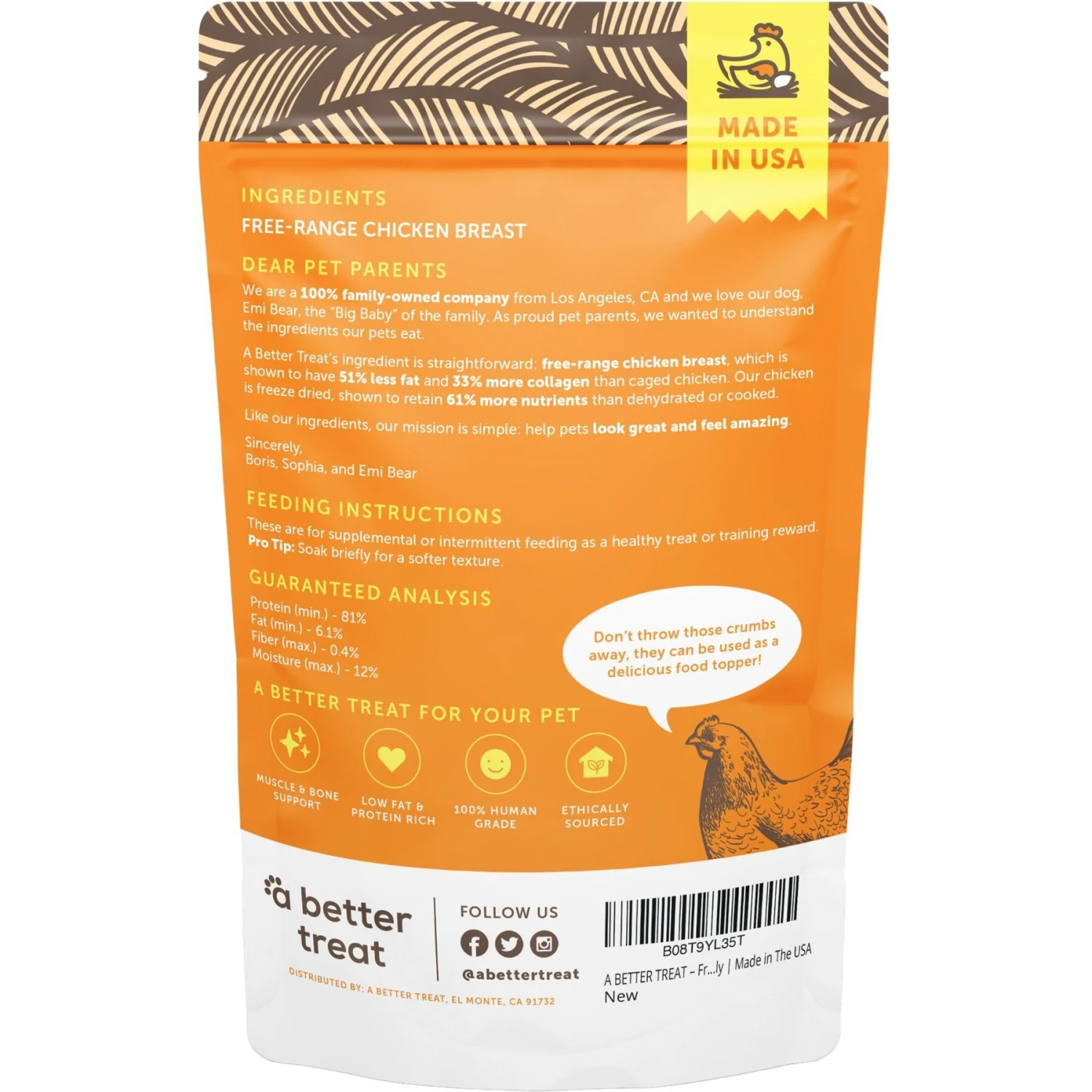 A Better Treat Freeze-Dried Chicken Breast Dog & Cat Treat, 3-oz Bag 7 A Better Treat Freeze-Dried Chicken Breast Dog & Cat Treat, 3-oz Bag - Image 5