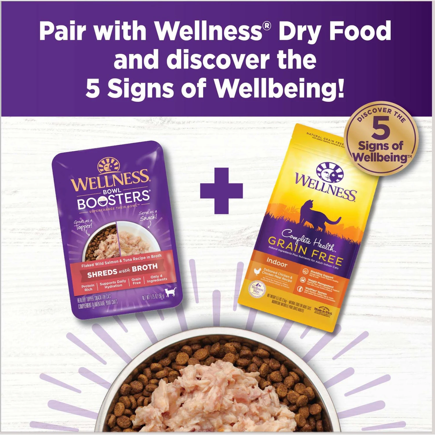 Wellness Bowl Boosters Flaked Salmon & Tuna Wet Cat Topper 8 Wellness Bowl Boosters Flaked Salmon & Tuna Wet Cat Topper - Image 6