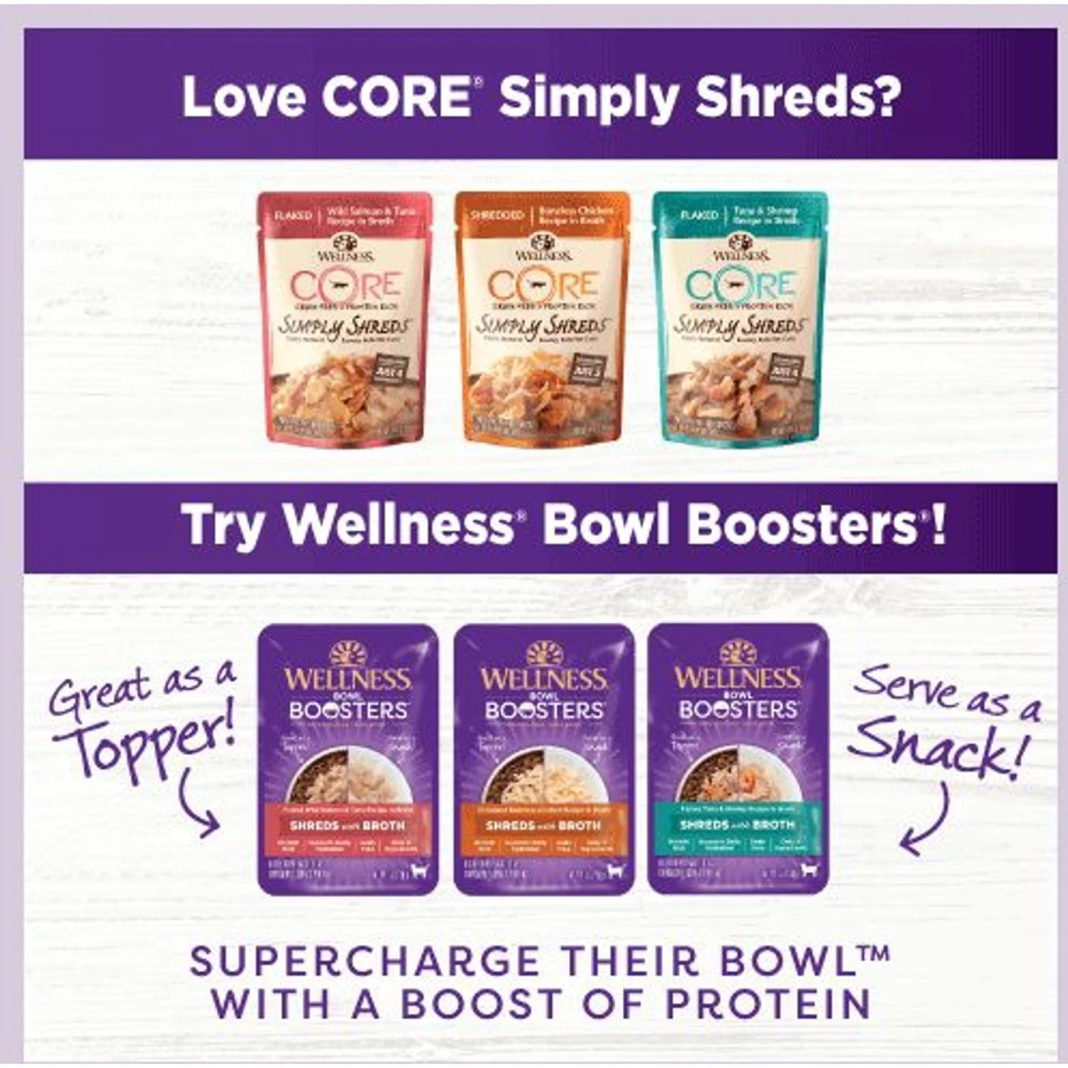 Wellness Bowl Boosters Flaked Tuna & Shrimp Wet Cat Topper 4 Wellness Bowl Boosters Flaked Tuna & Shrimp Wet Cat Topper - Image 2