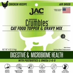 JAC Pet Nutrition Air-Dried Chicken Superfood Crumbles Grain-Free Cat Food Topper, 4-oz Bag