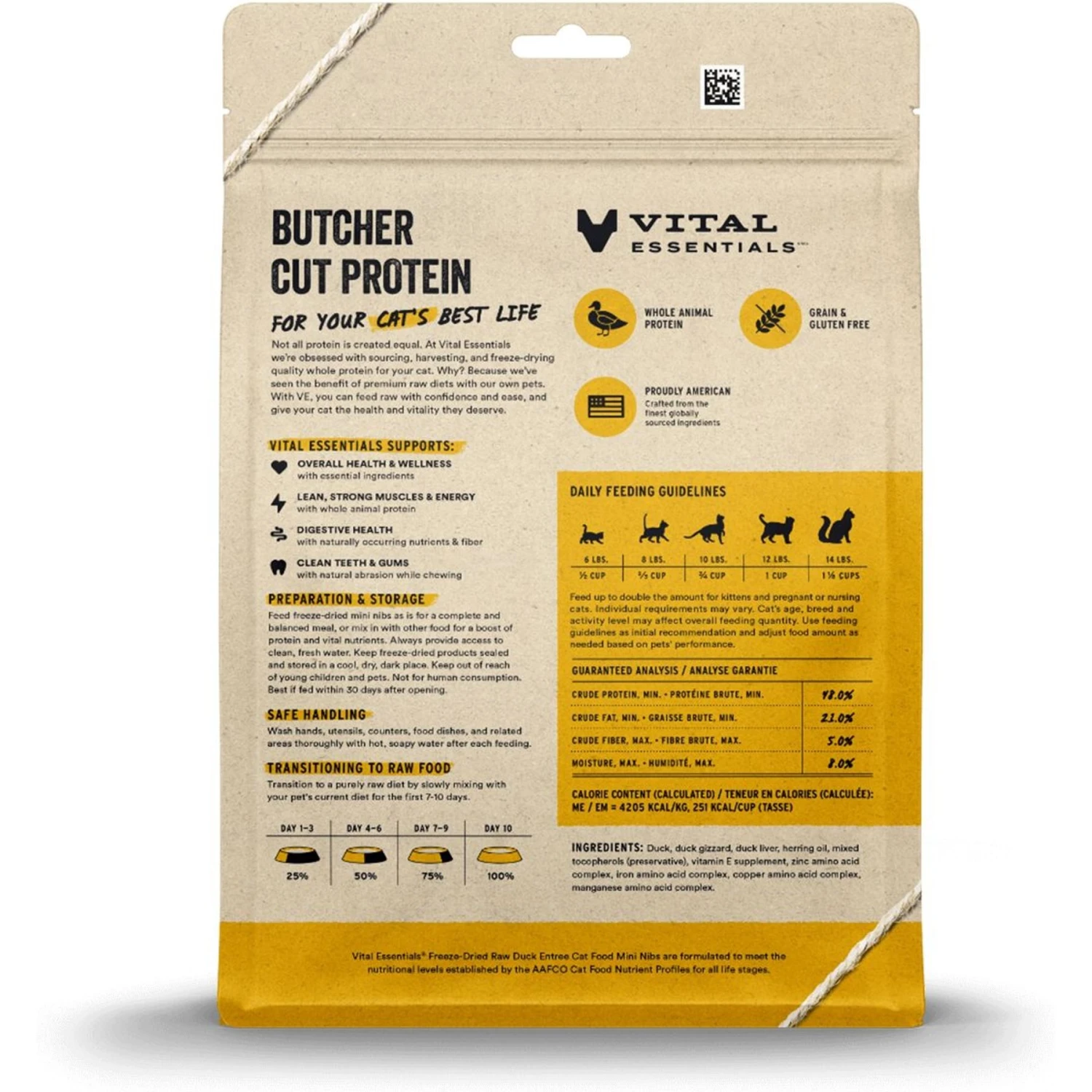 Vital Essentials Freeze-Dried Raw Duck Mini Nibs Entree Cat Food 4 Vital Essentials Freeze-Dried Raw Duck Mini Nibs Entree Cat Food - Image 2