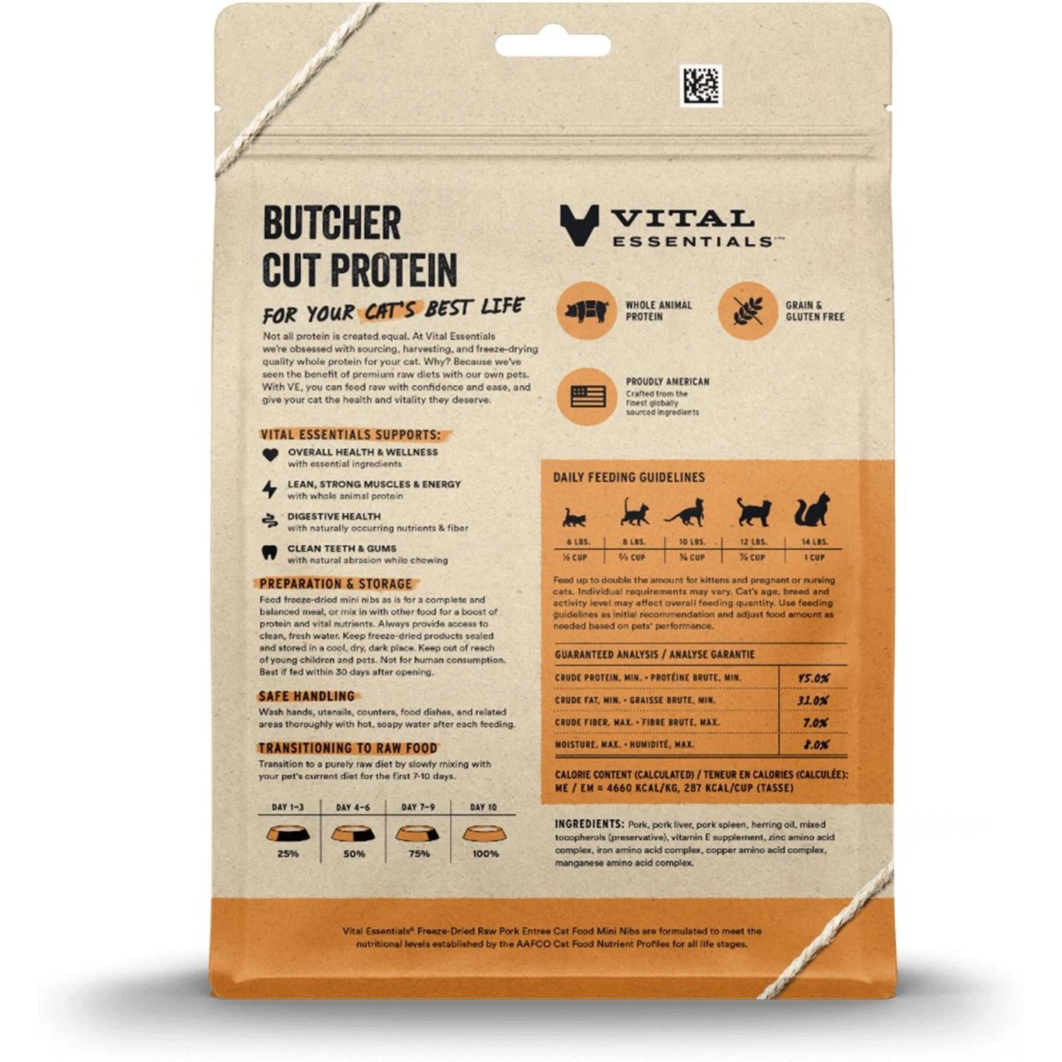 Vital Essentials Freeze-Dried Raw Pork Mini Nibs Entree Cat Food 4 Vital Essentials Freeze-Dried Raw Pork Mini Nibs Entree Cat Food - Image 2