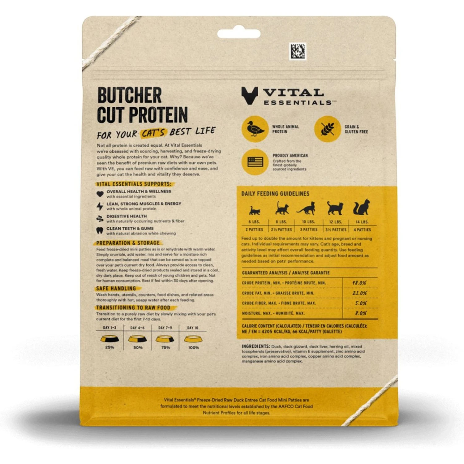 Vital Essentials Freeze-Dried Raw Duck Mini Patties Entree Cat Food 4 Vital Essentials Freeze-Dried Raw Duck Mini Patties Entree Cat Food - Image 2