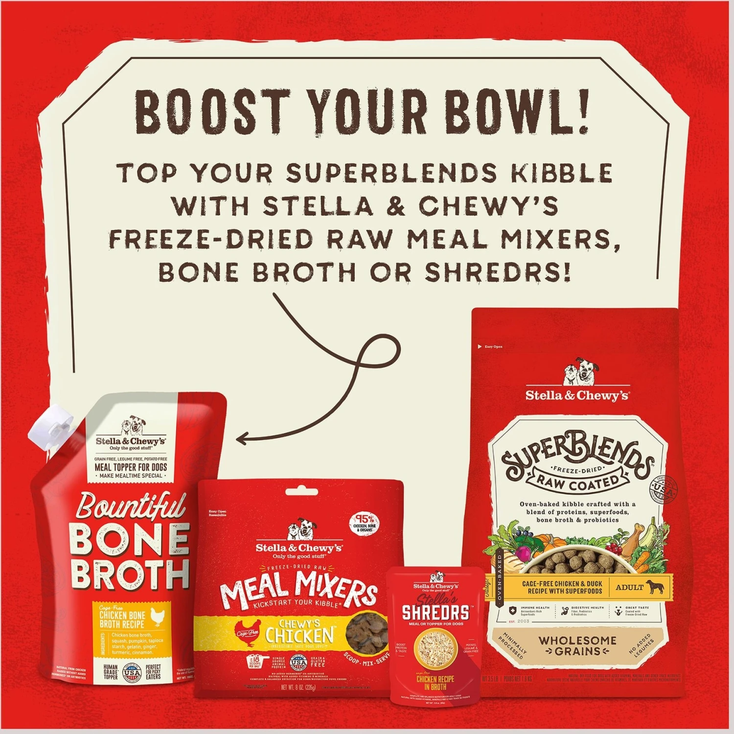 Stella & Chewy's SuperBlends Raw Coated Wholesome Grains Cage-Free Chicken & Duck Recipe With Superfoods Dry Dog Food 7 Stella & Chewy's SuperBlends Raw Coated Wholesome Grains Cage-Free Chicken & Duck Recipe With Superfoods Dry Dog Food - Image 5