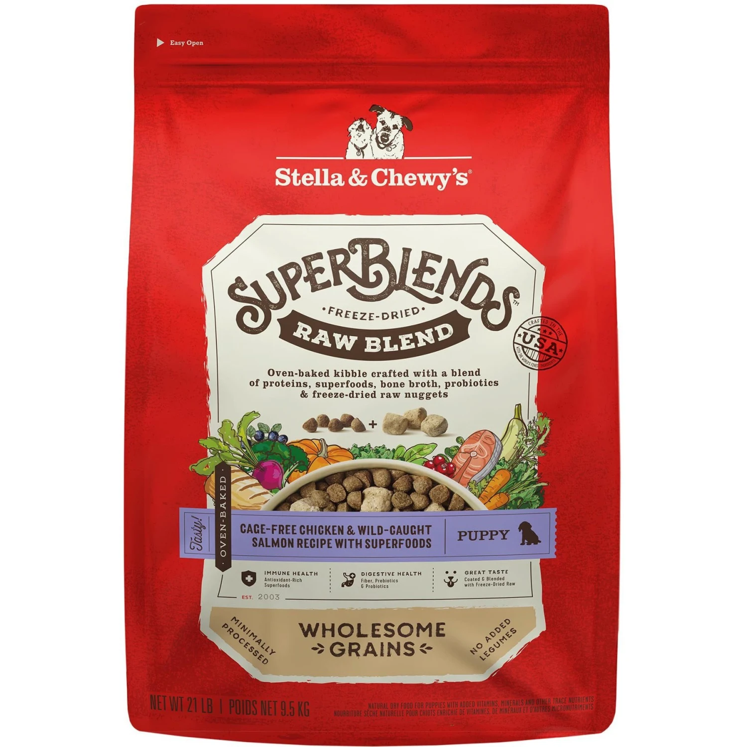 Stella & Chewy's SuperBlends Raw Blend Wholesome Grains Puppy Cage-Free Chicken & Wild Caught Salmon Recipe With Superfoods Dry Dog Food 3 Stella & Chewy's SuperBlends Raw Blend Wholesome Grains Puppy Cage-Free Chicken & Wild Caught Salmon Recipe With Superfoods Dry Dog Food