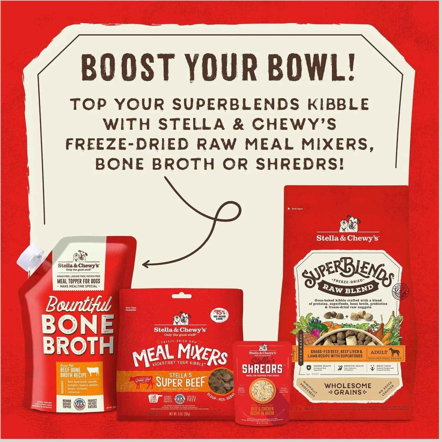 Stella & Chewy's SuperBlends Raw Blend Wholesome Grains Grass-Fed Beef, Beef Liver & Lamb Recipe With Superfoods Dry Dog Food 11 Stella & Chewy's SuperBlends Raw Blend Wholesome Grains Grass-Fed Beef, Beef Liver & Lamb Recipe With Superfoods Dry Dog Food - Image 9