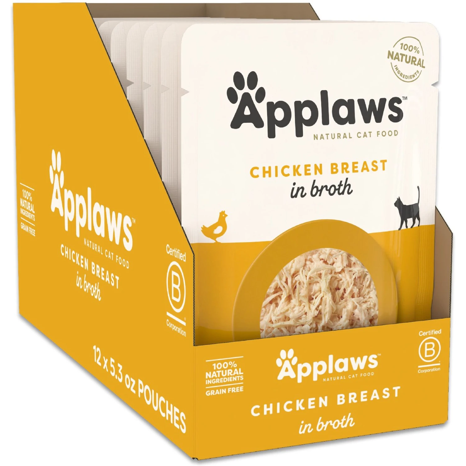 Applaws Chicken In Broth Limited Ingredient Wet Cat Food, 5.3-oz Pouch, Case Of 12 3 Applaws Chicken In Broth Limited Ingredient Wet Cat Food, 5.3-oz Pouch, Case Of 12