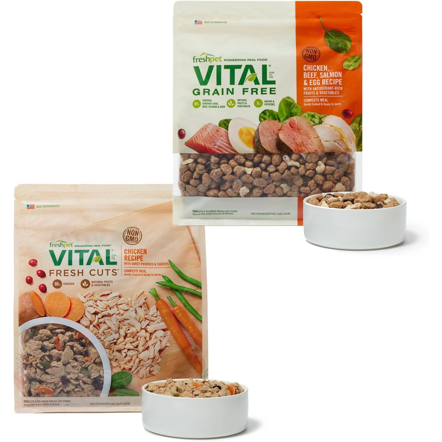Freshpet Vital Chicken, Beef, Salmon & Egg Recipe Grain-Free Fresh Dog Food, 2 + Freshpet Vital Fresh Cuts Chicken Recipe Fresh Dog Food, 2 3 Freshpet Vital Chicken, Beef, Salmon & Egg Recipe Grain-Free Fresh Dog Food, 2 + Freshpet Vital Fresh Cuts Chicken Recipe Fresh Dog Food, 2