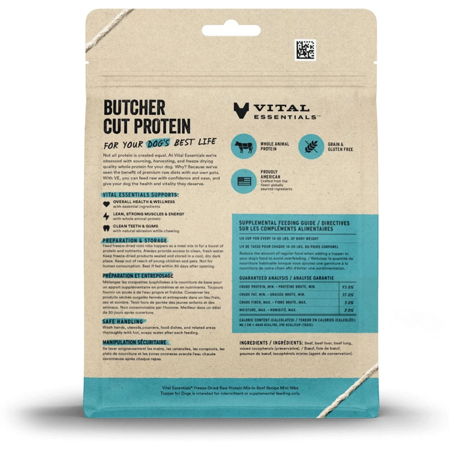 Vital Essentials Protein Mix-In Beef Recipe Mini Nibs Grain-Free Freeze-Dried Raw Dog Food Topper 4 Vital Essentials Protein Mix-In Beef Recipe Mini Nibs Grain-Free Freeze-Dried Raw Dog Food Topper - Image 2