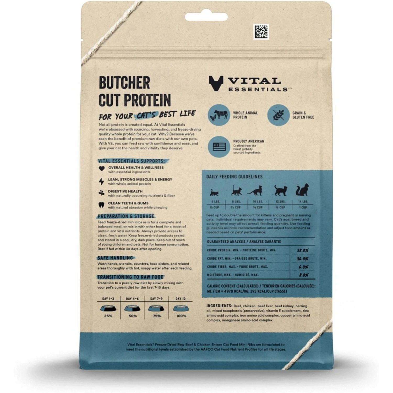 Vital Essentials Beef & Chicken Entree Cat Food Mini Nibs Grain-Free Freeze-Dried Raw Cat Food, 12-oz Bag 4 Vital Essentials Beef & Chicken Entree Cat Food Mini Nibs Grain-Free Freeze-Dried Raw Cat Food, 12-oz Bag - Image 2