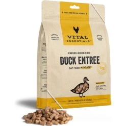 Vital Essentials Duck Entree Cat Food Mini Nibs Grain-Free Freeze-Dried Raw Cat Food, 8-oz Bag