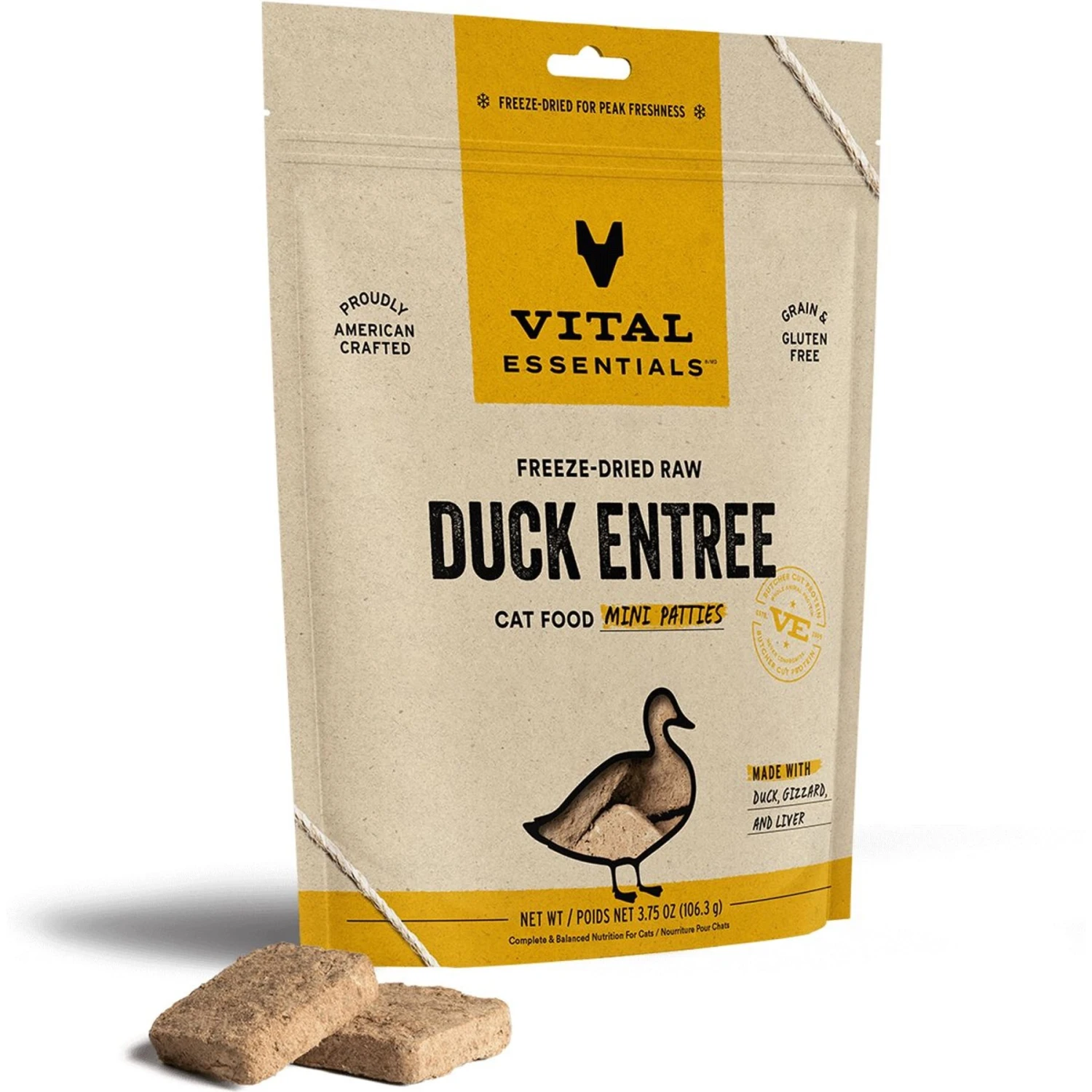 Vital Essentials Duck Entree Cat Food Mini Patties Grain-Free Freeze-Dried Raw Cat Food, 3.75-oz Bag 3 Vital Essentials Duck Entree Cat Food Mini Patties Grain-Free Freeze-Dried Raw Cat Food, 3.75-oz Bag
