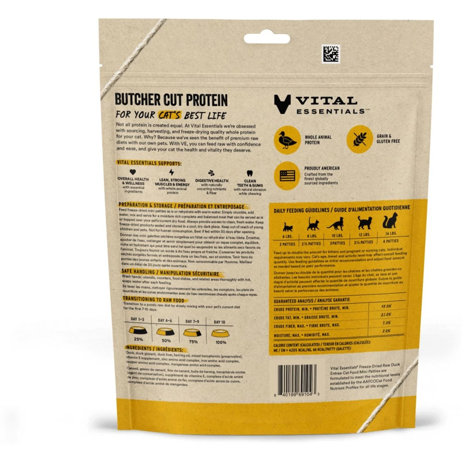 Vital Essentials Duck Entree Cat Food Mini Patties Grain-Free Freeze-Dried Raw Cat Food, 3.75-oz Bag 4 Vital Essentials Duck Entree Cat Food Mini Patties Grain-Free Freeze-Dried Raw Cat Food, 3.75-oz Bag - Image 2