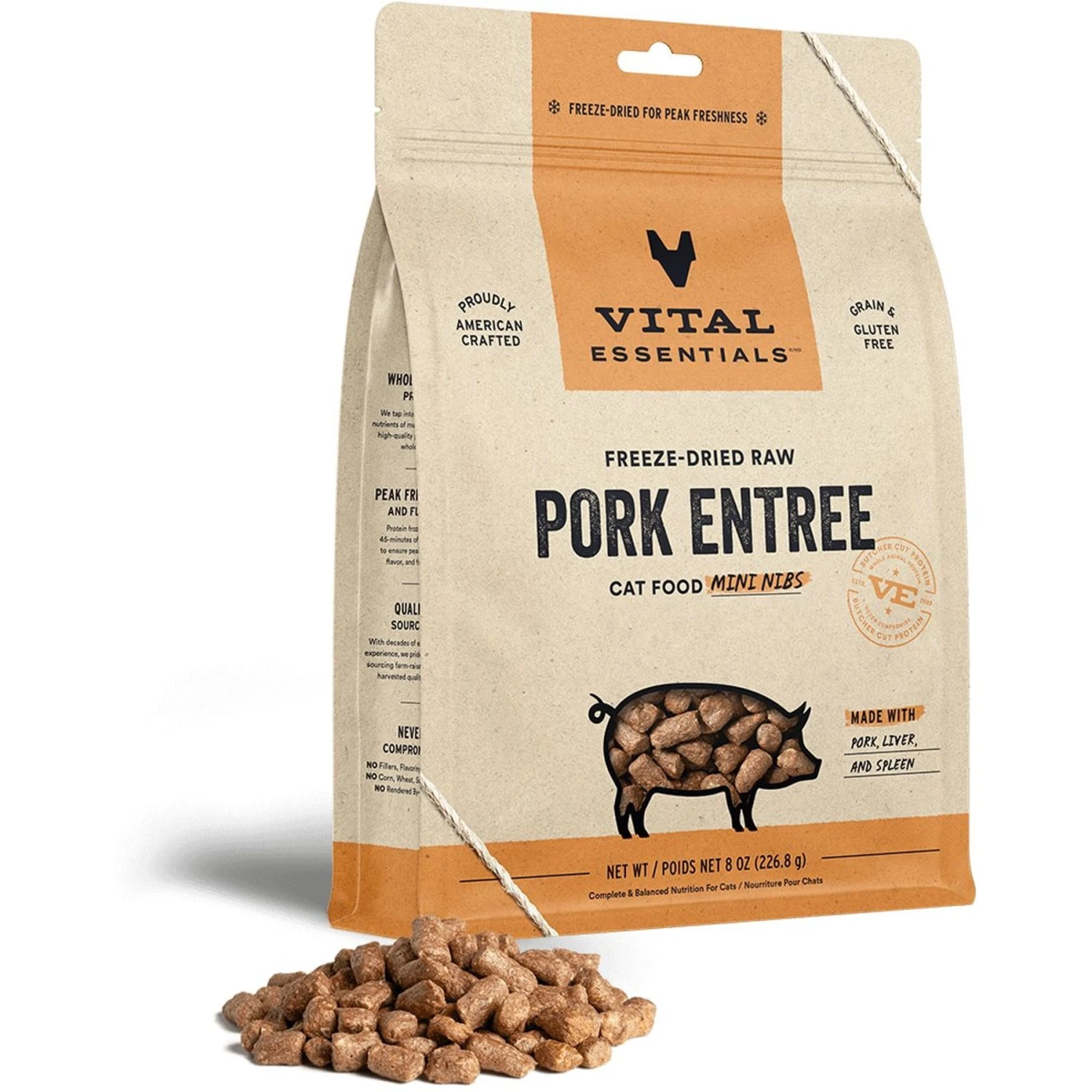 Vital Essentials Freeze-Dried Raw Pork Entree Cat Food, 8-oz Bag 3 Vital Essentials Freeze-Dried Raw Pork Entree Cat Food, 8-oz Bag