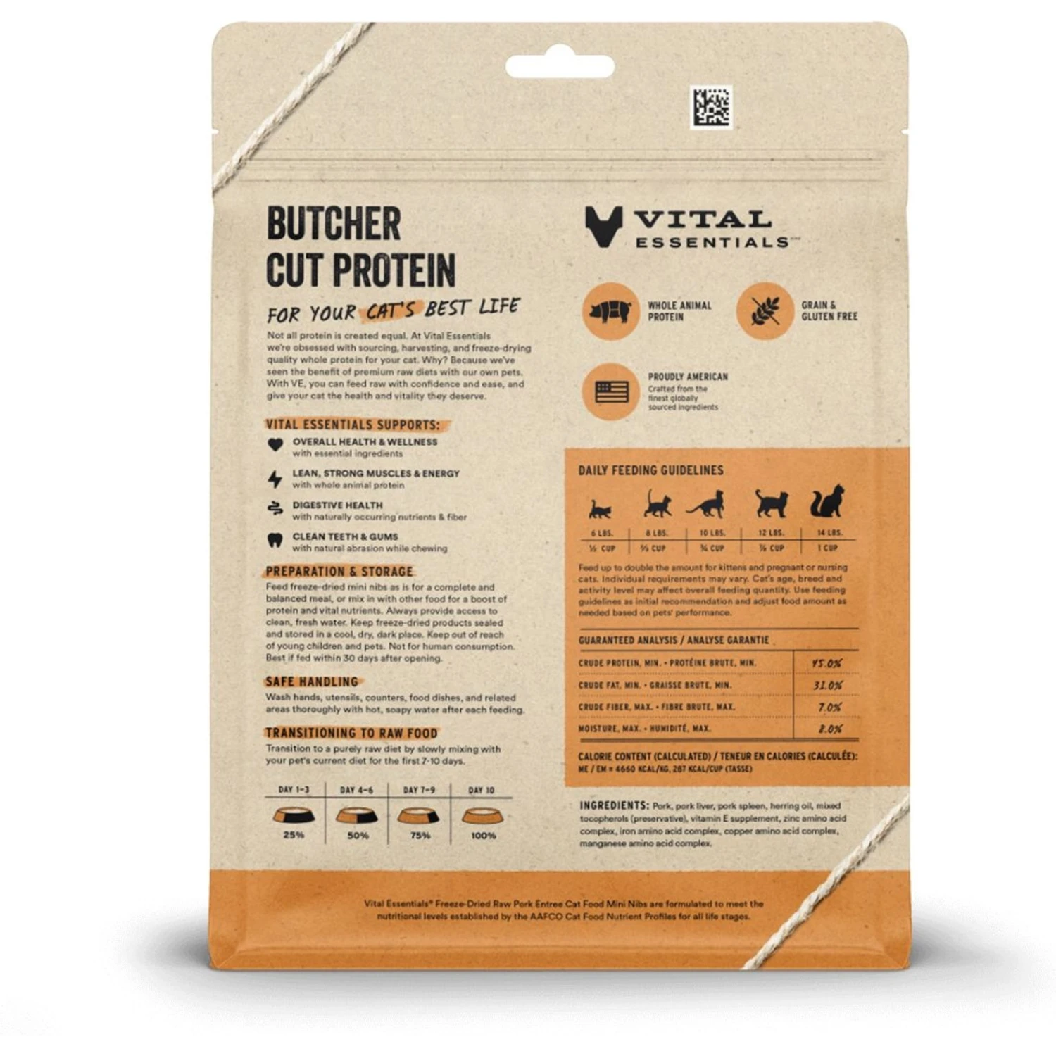 Vital Essentials Freeze-Dried Raw Pork Entree Cat Food, 8-oz Bag 4 Vital Essentials Freeze-Dried Raw Pork Entree Cat Food, 8-oz Bag - Image 2