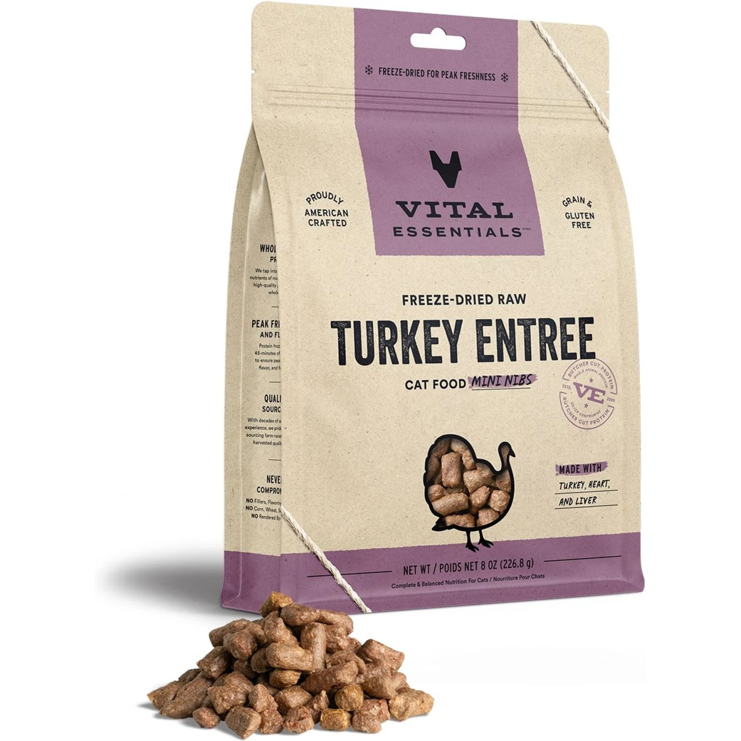 Vital Essentials Freeze-Dried Raw Turkey Entree Cat Food, 8-oz Bag 3 Vital Essentials Freeze-Dried Raw Turkey Entree Cat Food, 8-oz Bag