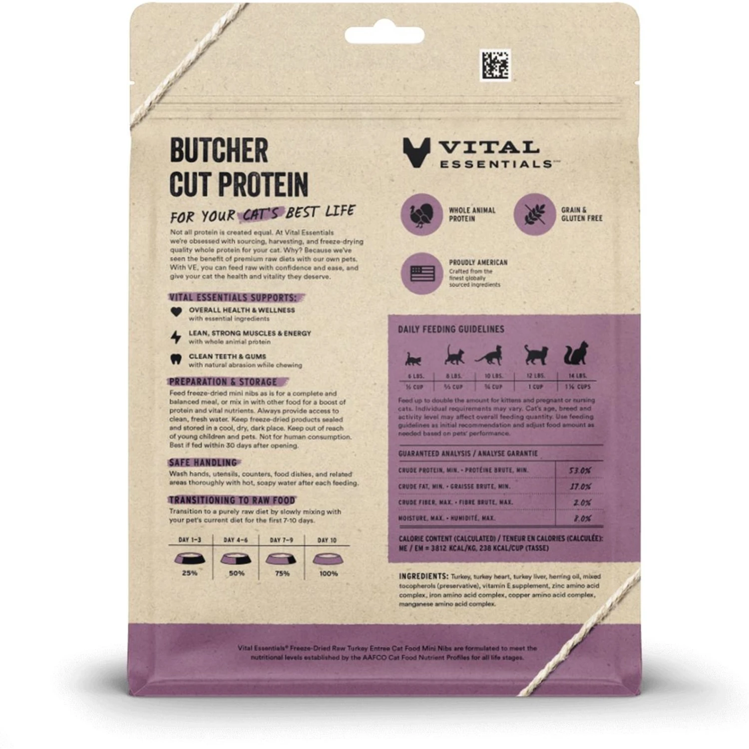 Vital Essentials Freeze-Dried Raw Turkey Entree Cat Food, 8-oz Bag 4 Vital Essentials Freeze-Dried Raw Turkey Entree Cat Food, 8-oz Bag - Image 2