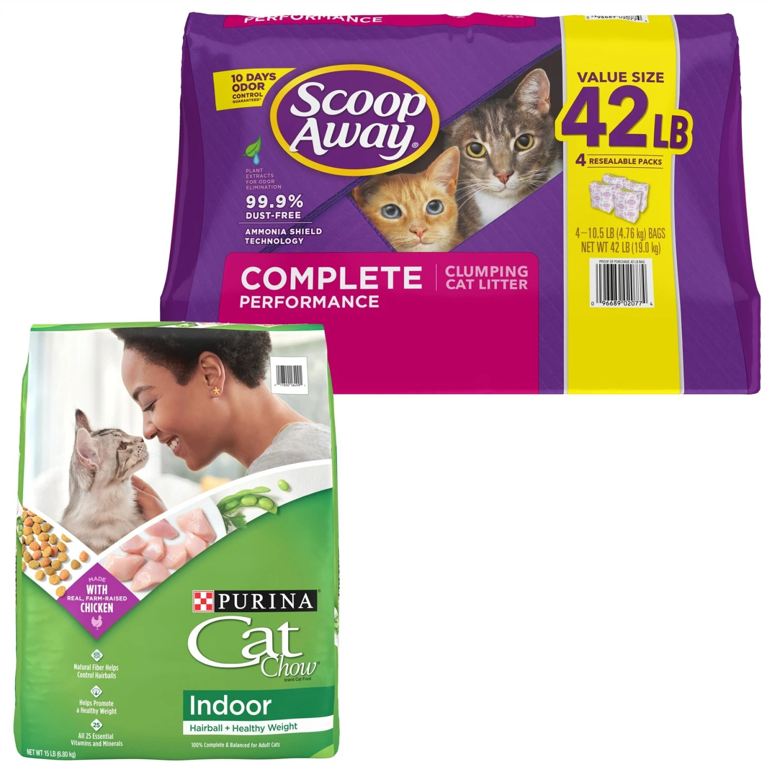 Scoop Away Complete Performance Fresh Scented Clumping Clay Cat Litter & Cat Chow Indoor Hairball & Healthy Weight Dry Cat Food 3 Scoop Away Complete Performance Fresh Scented Clumping Clay Cat Litter & Cat Chow Indoor Hairball & Healthy Weight Dry Cat Food