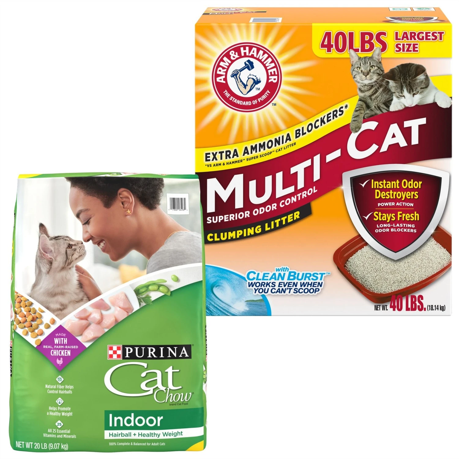 Arm & Hammer Litter Multi-Cat Strength Clean Burst Clumping Litter & Cat Chow Indoor Hairball & Healthy Weight Dry Cat Food 3 Arm & Hammer Litter Multi-Cat Strength Clean Burst Clumping Litter & Cat Chow Indoor Hairball & Healthy Weight Dry Cat Food
