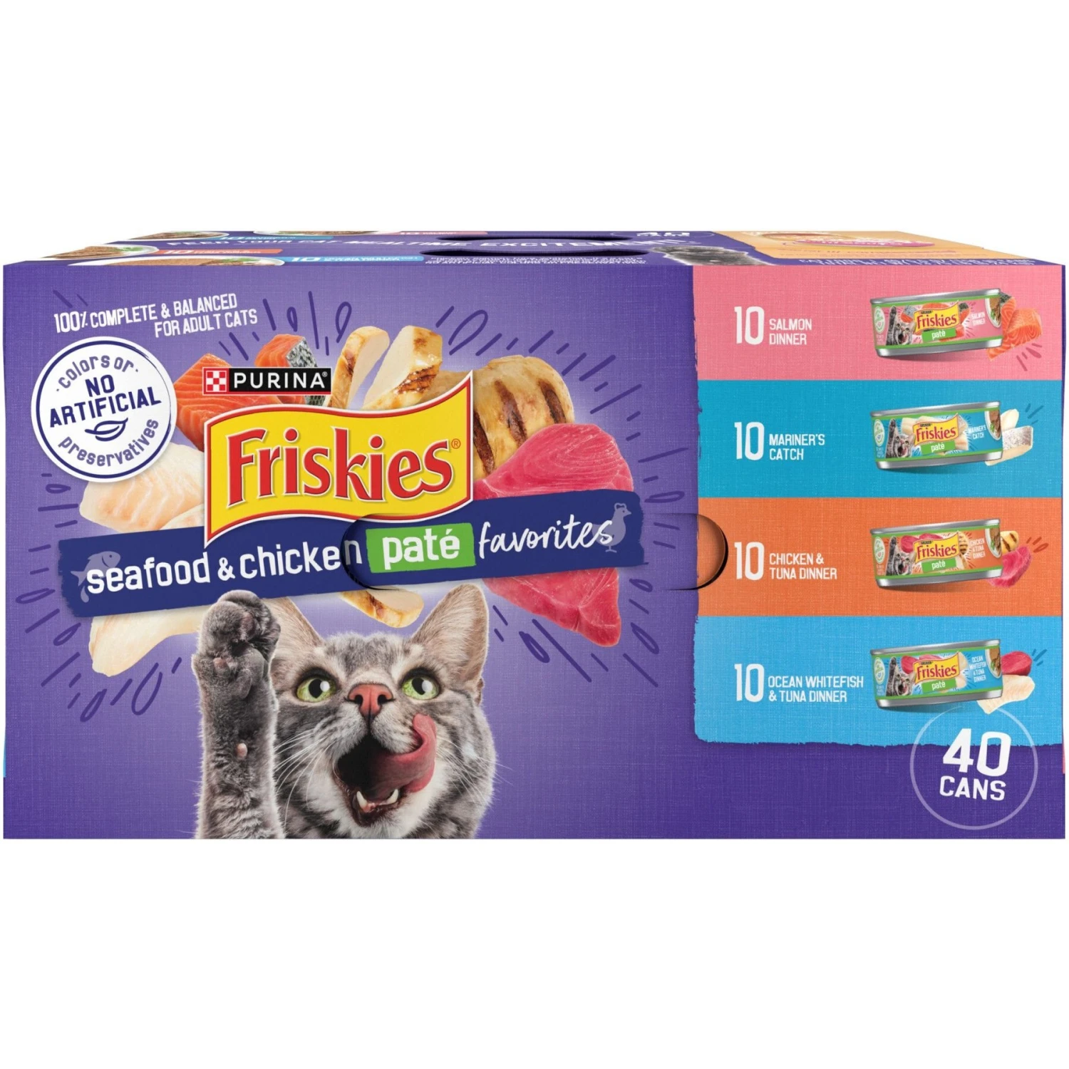 Purina Friskies Seafood & Chicken Pate Favorites Variety Pack Wet Cat Food, 5.5-oz Can, Case Of 40 & Purina Cat Chow Naturals Original With Added Vitamins, Minerals & Nutrients Dry Cat Food 4 Purina Friskies Seafood & Chicken Pate Favorites Variety Pack Wet Cat Food, 5.5-oz Can, Case Of 40 & Purina Cat Chow Naturals Original With Added Vitamins, Minerals & Nutrients Dry Cat Food - Image 2