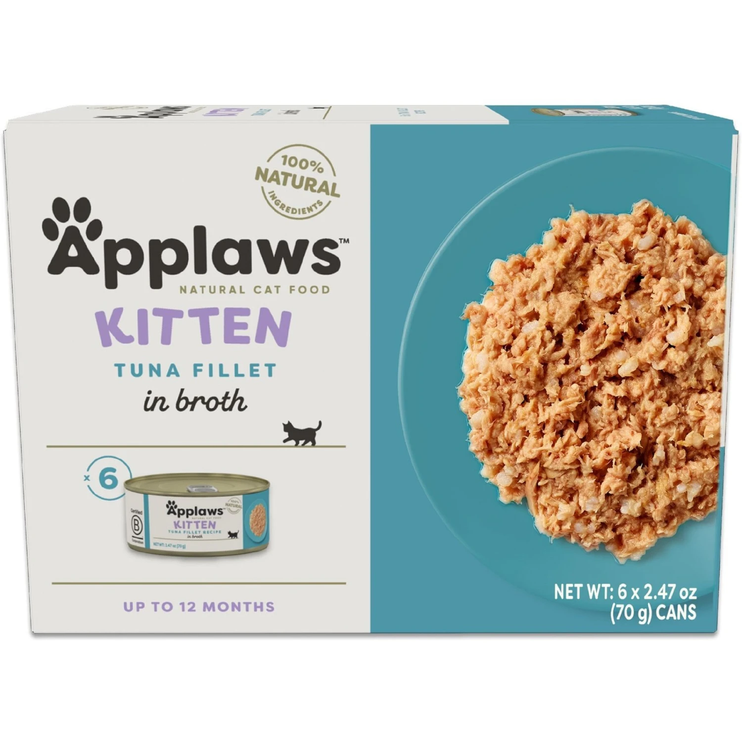 Applaws Tuna Fillet In Broth Limited Ingredient Wet Kitten Food, 2.47-oz Can, Case Of 6 3 Applaws Tuna Fillet In Broth Limited Ingredient Wet Kitten Food, 2.47-oz Can, Case Of 6