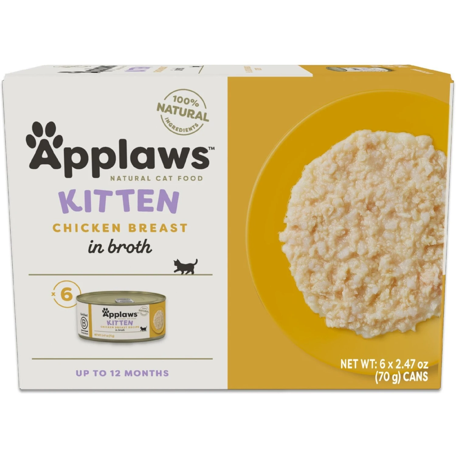 Applaws Chicken In Broth Limited Ingredient Wet Kitten Food, 2.47-oz Can, Case Of 6 3 Applaws Chicken In Broth Limited Ingredient Wet Kitten Food, 2.47-oz Can, Case Of 6