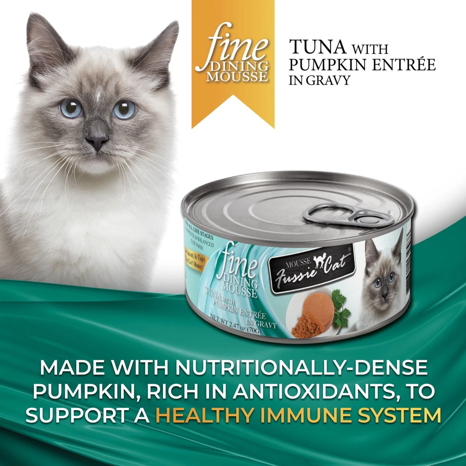 Fussie Cat Fine Dining Mousse Tuna With Pumpkin Entree Wet Cat Food, 2.47-oz Can, Case Of 24 4 Fussie Cat Fine Dining Mousse Tuna With Pumpkin Entree Wet Cat Food, 2.47-oz Can, Case Of 24 - Image 2