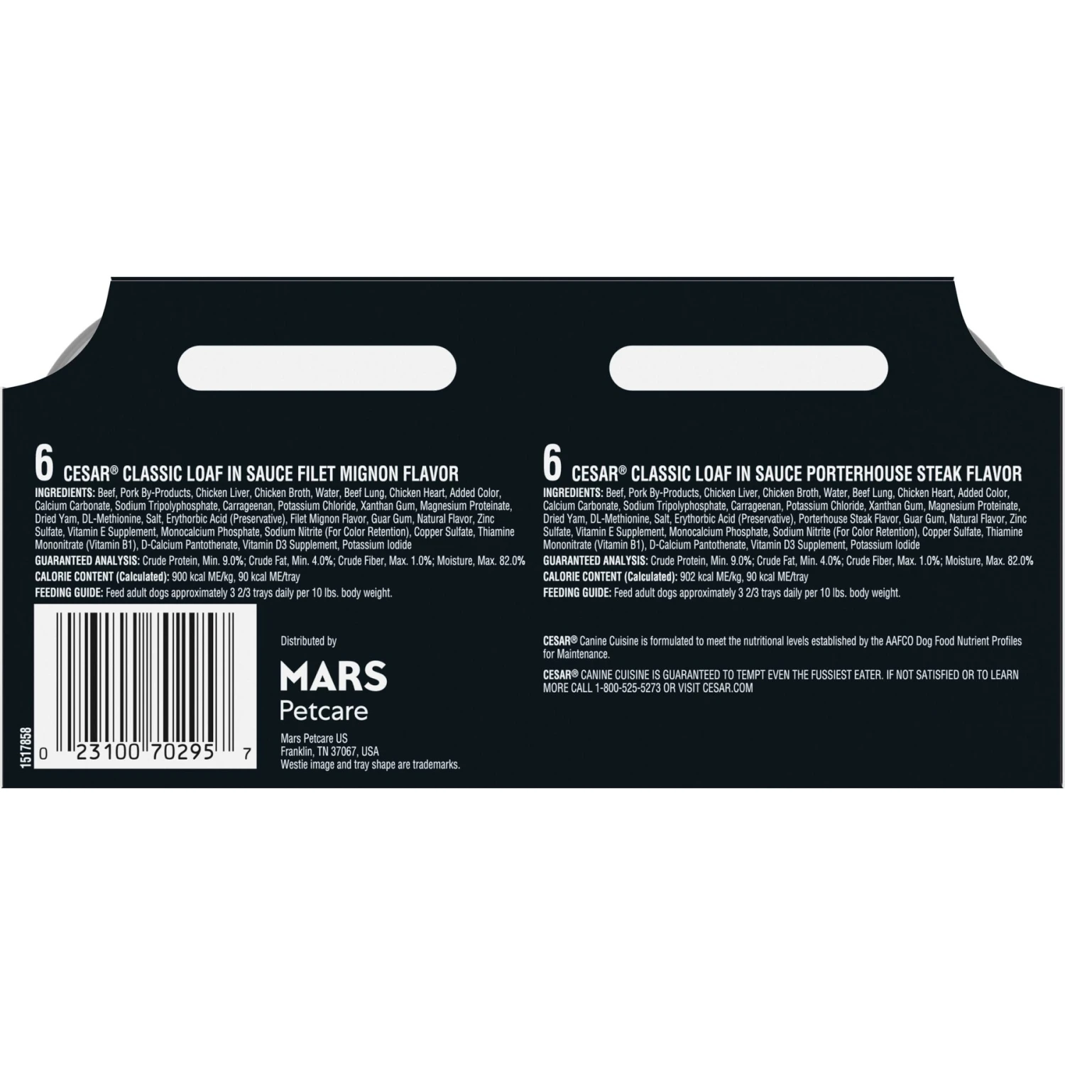 Cesar Classic Loaf In Sauce Filet Mignon & Porterhouse Steak Flavors Variety Pack Grain-Free Small Breed Adult Wet Dog Food Trays 4 Cesar Classic Loaf In Sauce Filet Mignon & Porterhouse Steak Flavors Variety Pack Grain-Free Small Breed Adult Wet Dog Food Trays - Image 2