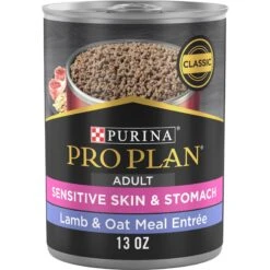 Purina Pro Plan Adult Sensitive Skin & Stomach Lamb & Oat Meal Entree Wet Dog Food, 13-oz Can, Case Of 12