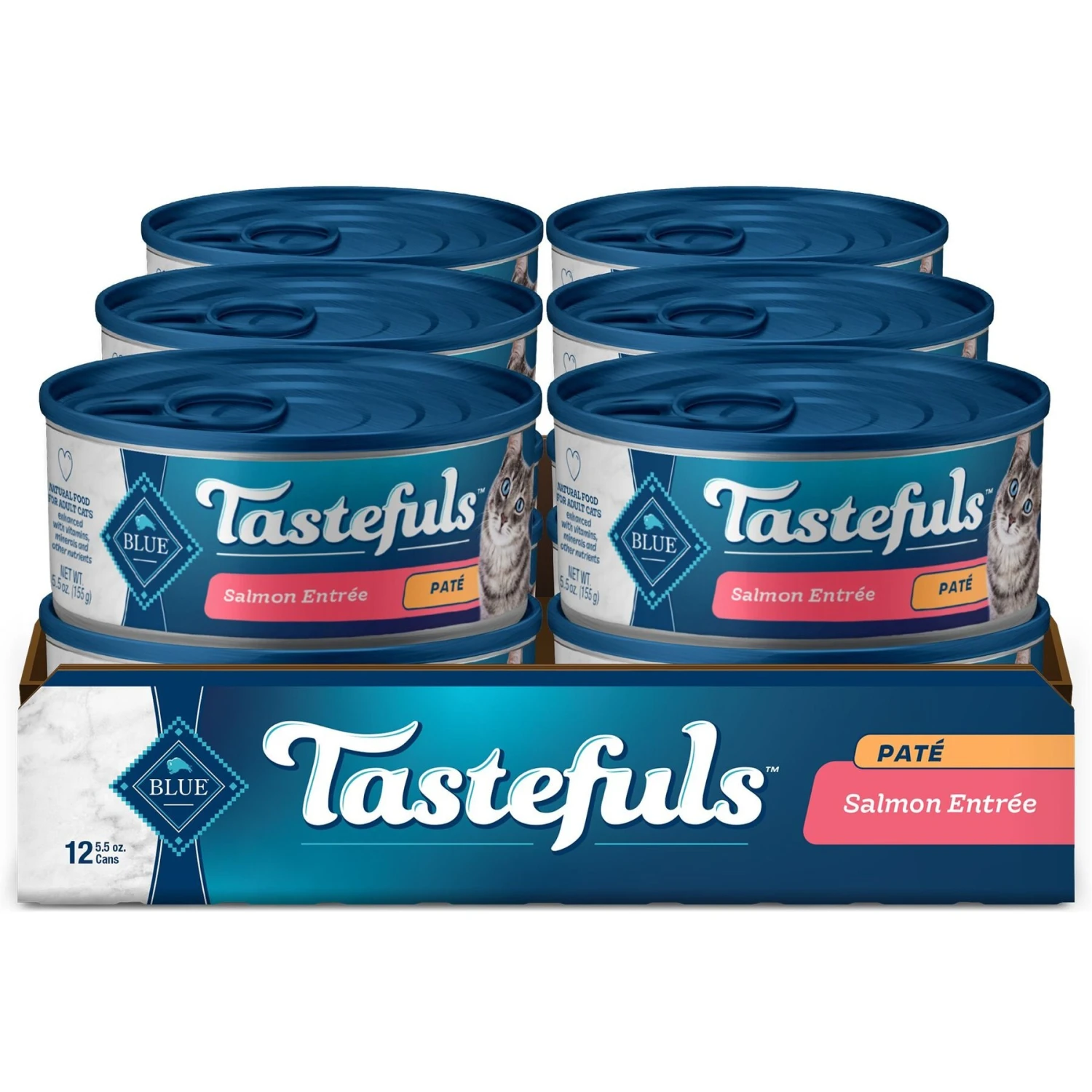 Blue Buffalo Tastefuls Natural Pate Salmon Entree Wet Cat Food, 5.5-oz Can, Case Of 12 3 Blue Buffalo Tastefuls Natural Pate Salmon Entree Wet Cat Food, 5.5-oz Can, Case Of 12