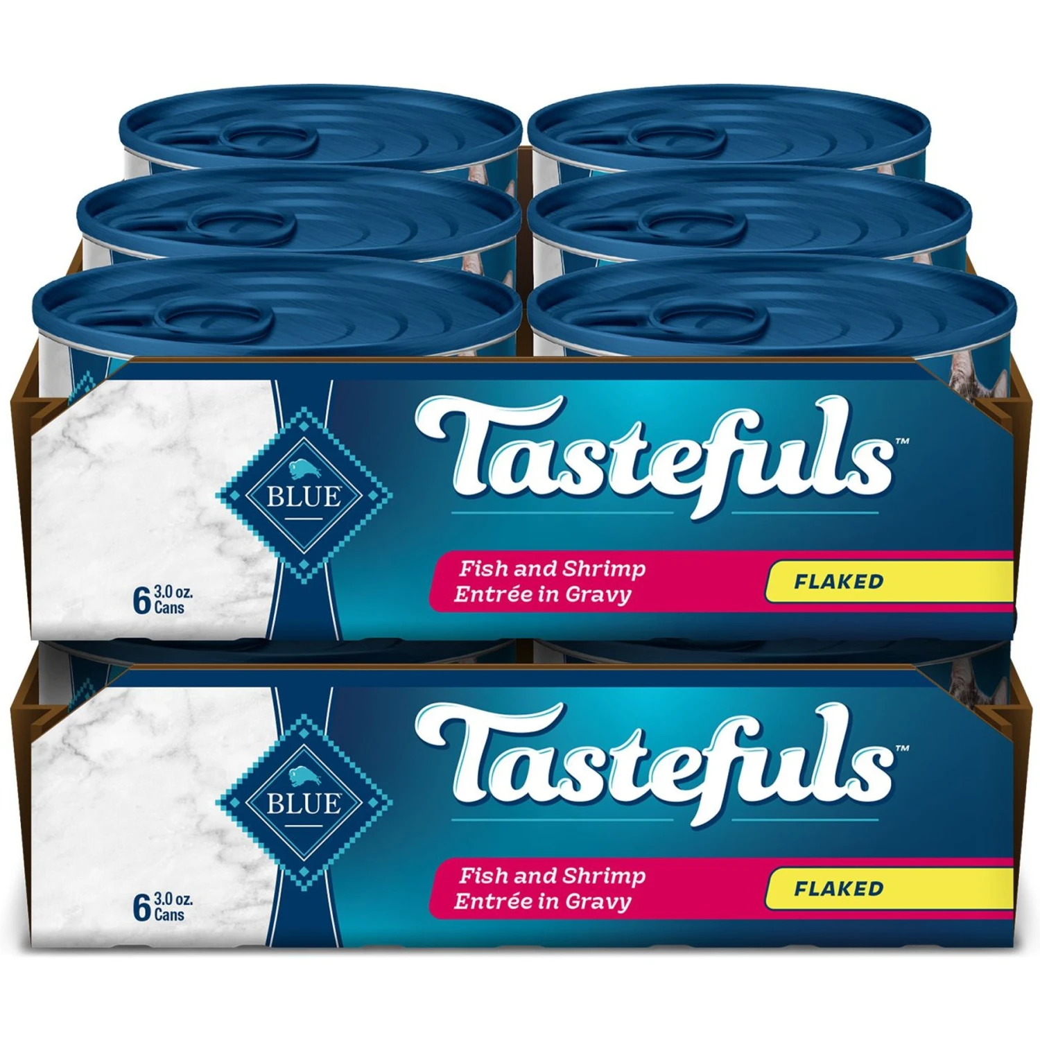Blue Buffalo Tastefuls Natural Flaked Wet Fish & Shrimp Entree In Gravy Cat Food, 3-oz Can, Case Of 12 3 Blue Buffalo Tastefuls Natural Flaked Wet Fish & Shrimp Entree In Gravy Cat Food, 3-oz Can, Case Of 12