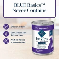 Blue Buffalo Basics Skin & Stomach Care Grain-Free Turkey & Potato Senior Canned Dog Food -Blue Buffalo Shop 88193 PT5. AC SS1800 V1646253745