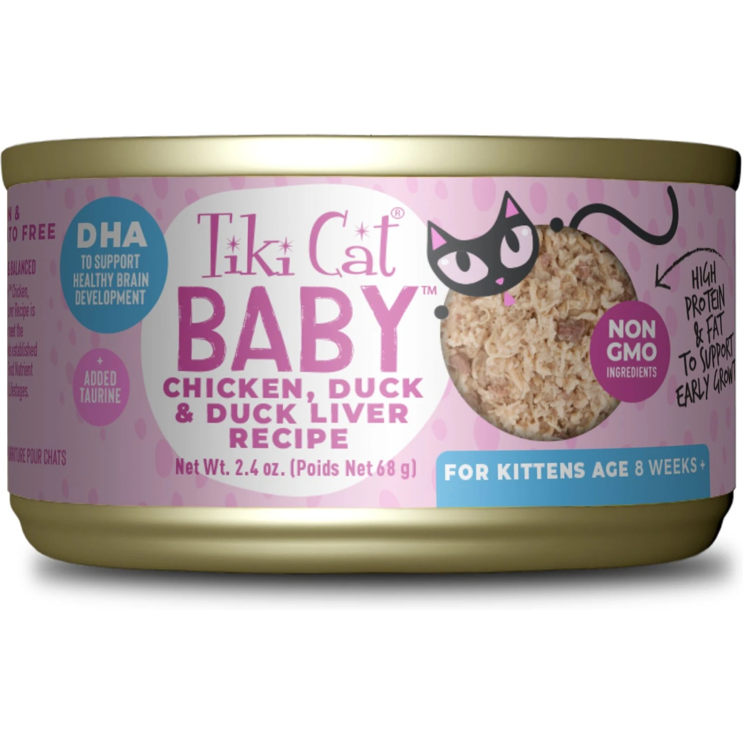 Tiki Cat Baby Chicken, Duck, & Duck Liver Shreds Grain-Free Wet Cat Food, 2.4-oz Can, Case Of 12 3 Tiki Cat Baby Chicken, Duck, & Duck Liver Shreds Grain-Free Wet Cat Food, 2.4-oz Can, Case Of 12