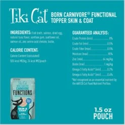 Tiki Cat Born Carnivore Skin & Coat Functional Cat Food Topper, 1.5-oz Pouch, Case Of 12 -Blue Buffalo Shop 883718 PT2. AC SS1800 V1690570609