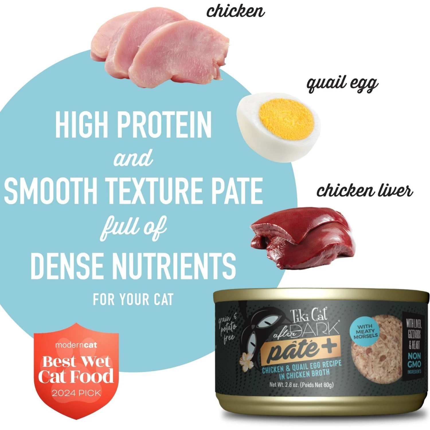 Tiki Cat After Dark Pate+ Chicken & Quail Egg Grain-Free Wet Cat Food 6 Tiki Cat After Dark Pate+ Chicken & Quail Egg Grain-Free Wet Cat Food - Image 4