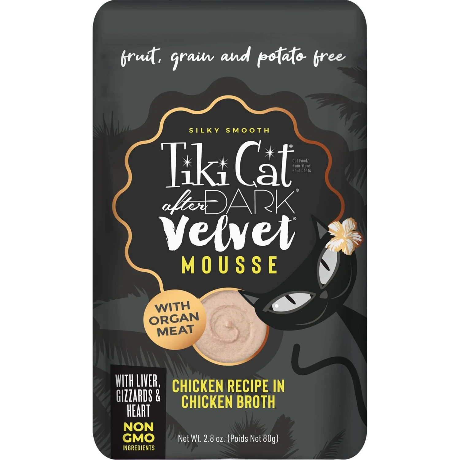 Tiki Cat After Dark Velvet Mousse Chicken Grain-Free Wet Cat Food, 2.8-oz Pouch, Case Of 12 3 Tiki Cat After Dark Velvet Mousse Chicken Grain-Free Wet Cat Food, 2.8-oz Pouch, Case Of 12