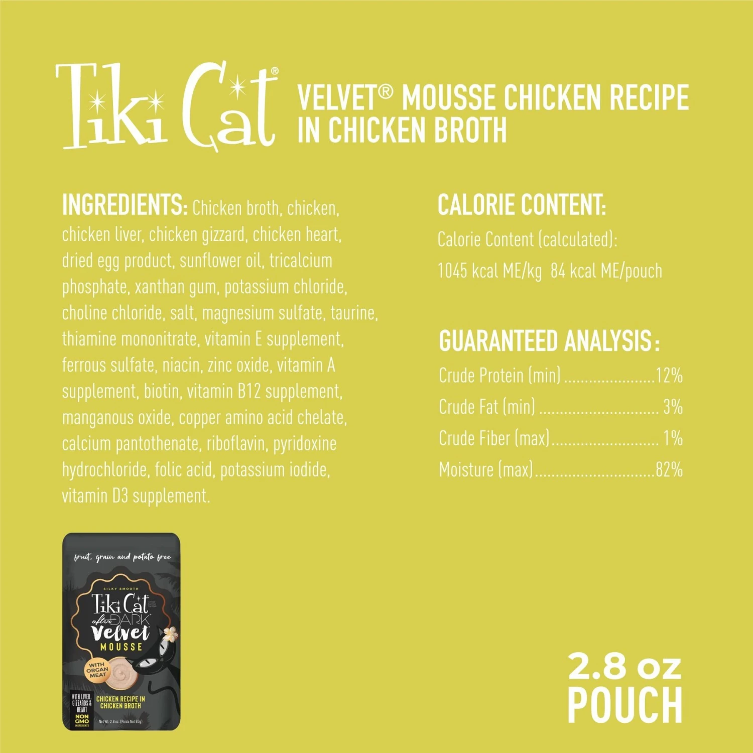 Tiki Cat After Dark Velvet Mousse Chicken Grain-Free Wet Cat Food, 2.8-oz Pouch, Case Of 12 5 Tiki Cat After Dark Velvet Mousse Chicken Grain-Free Wet Cat Food, 2.8-oz Pouch, Case Of 12 - Image 3