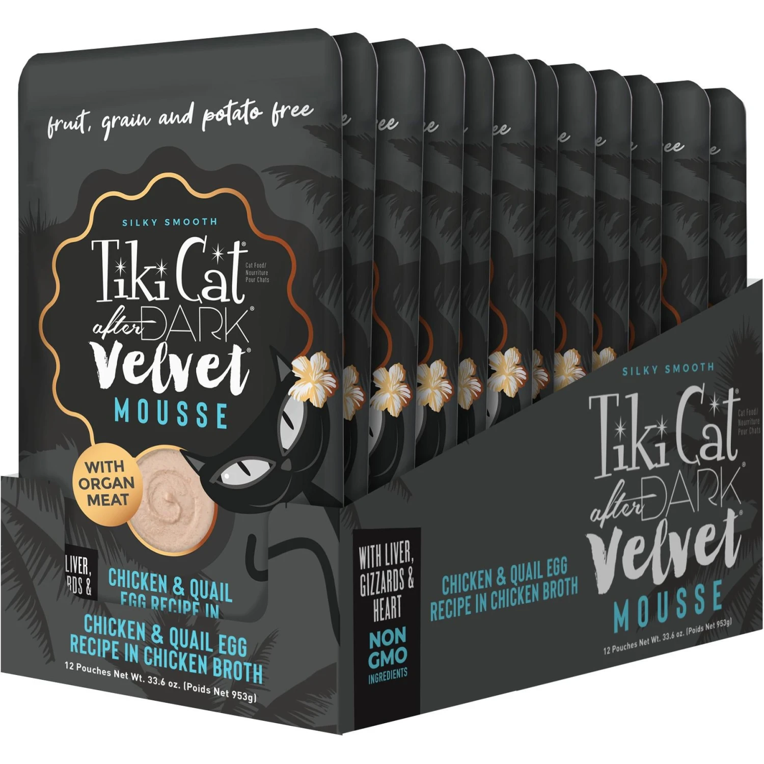 Tiki Cat After Dark Velvet Mousse Chicken & Quail Egg Grain-Free Wet Cat Food, 2.8-oz Pouch, Case Of 12 4 Tiki Cat After Dark Velvet Mousse Chicken & Quail Egg Grain-Free Wet Cat Food, 2.8-oz Pouch, Case Of 12 - Image 2