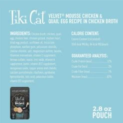 Tiki Cat After Dark Velvet Mousse Chicken & Quail Egg Grain-Free Wet Cat Food, 2.8-oz Pouch, Case Of 12 12 Tiki Cat After Dark Velvet Mousse Chicken & Quail Egg Grain-Free Wet Cat Food, 2.8-oz Pouch, Case Of 12 -Blue Buffalo Shop 883926 PT2. AC SS1800 V1690570678