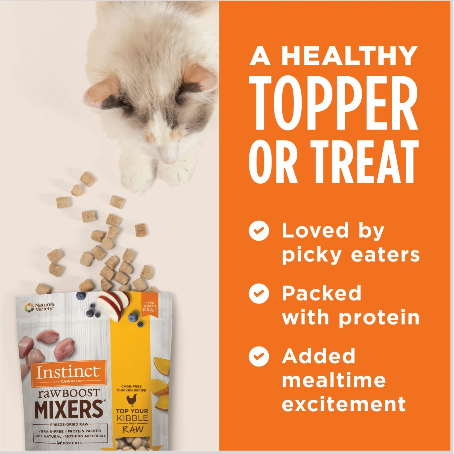 Instinct Raw Boost Mixers Chicken Recipe Grain-Free Freeze-Dried Cat Food Topper 8 Instinct Raw Boost Mixers Chicken Recipe Grain-Free Freeze-Dried Cat Food Topper - Image 6