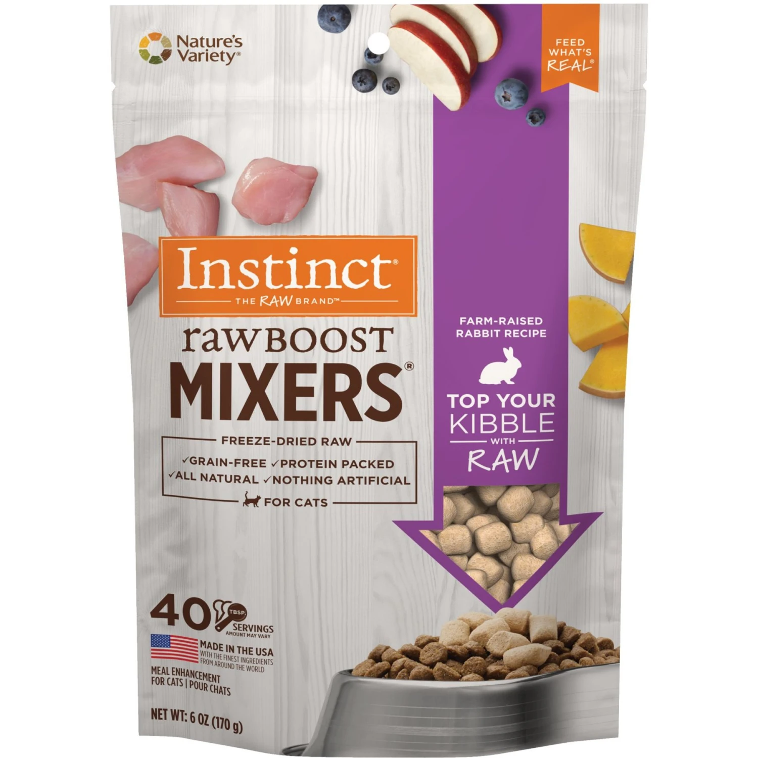 Instinct Raw Boost Mixers Rabbit Recipe Grain-Free Freeze-Dried Cat Food Topper 3 Instinct Raw Boost Mixers Rabbit Recipe Grain-Free Freeze-Dried Cat Food Topper
