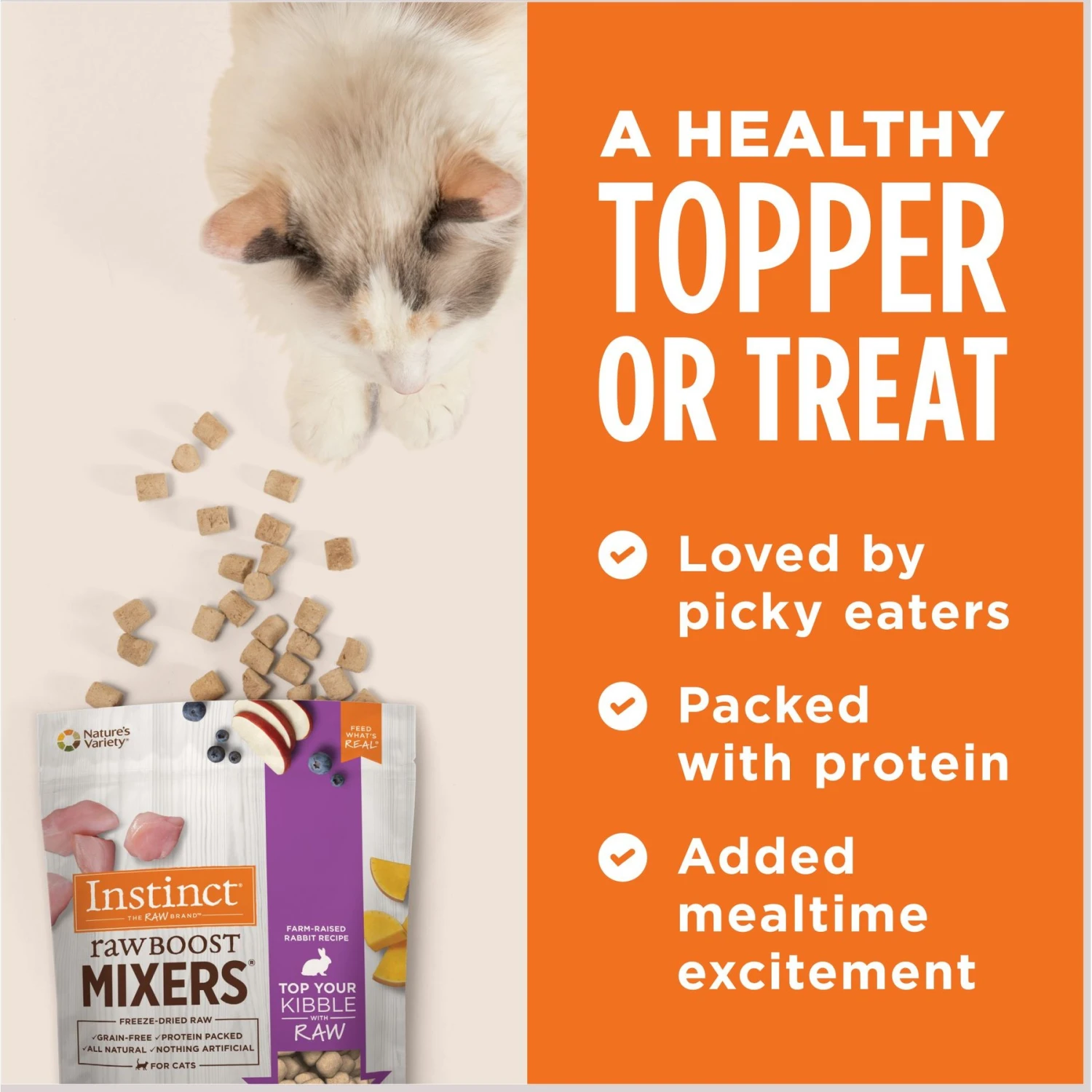 Instinct Raw Boost Mixers Rabbit Recipe Grain-Free Freeze-Dried Cat Food Topper 8 Instinct Raw Boost Mixers Rabbit Recipe Grain-Free Freeze-Dried Cat Food Topper - Image 6