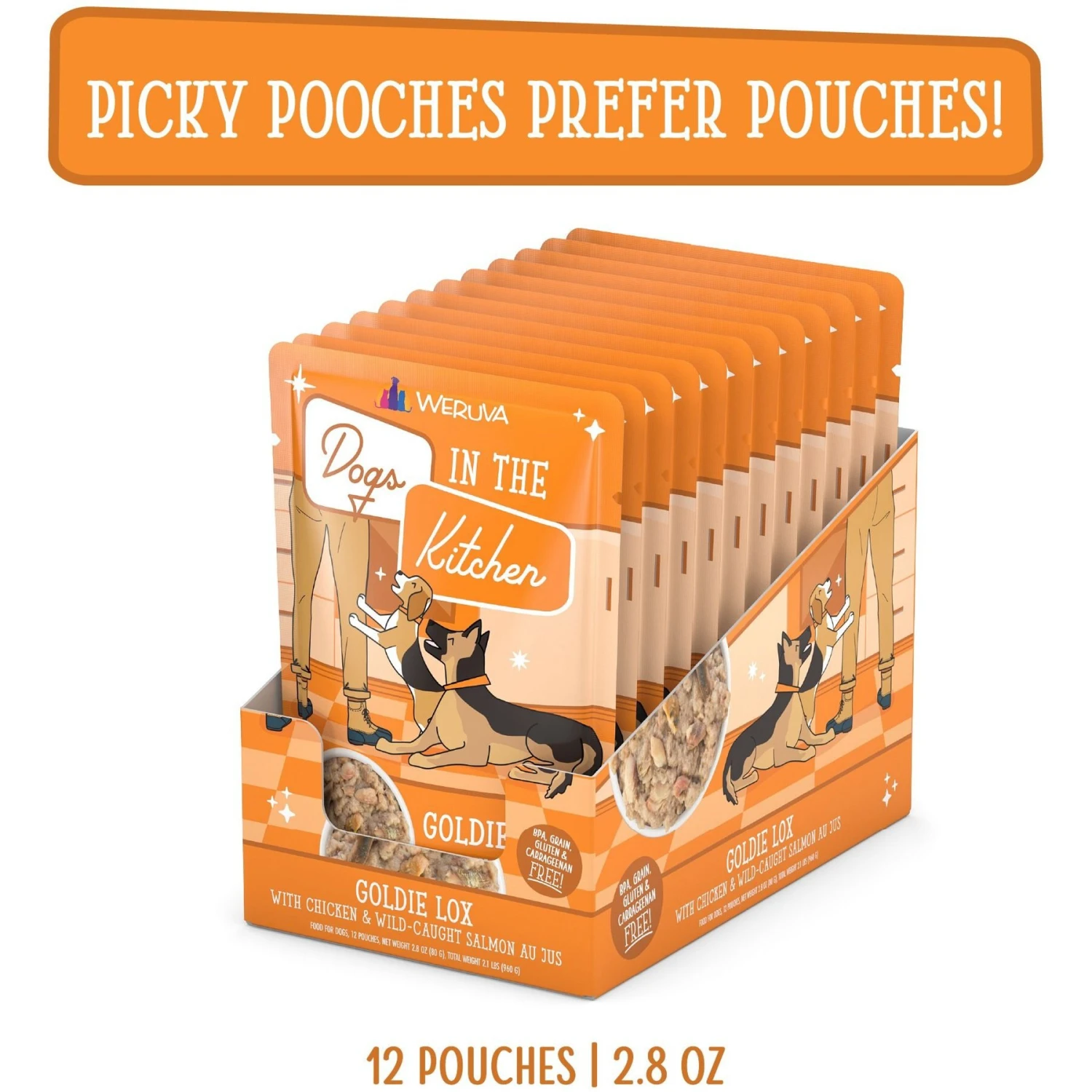 Weruva Dogs In The Kitchen Goldie Lox With Chicken & Wild Caught Salmon Au Jus Grain-Free Dog Food Pouches 4 Weruva Dogs In The Kitchen Goldie Lox With Chicken & Wild Caught Salmon Au Jus Grain-Free Dog Food Pouches - Image 2