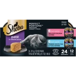 Sheba Perfect Portions Grain-Free Seafood Entrees Pate Variety Pack Adult Wet Cat Food Trays