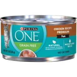 Purina ONE Chicken Recipe Pate Natural Grain-Free Canned Cat Food, 3-oz, Case Of 24